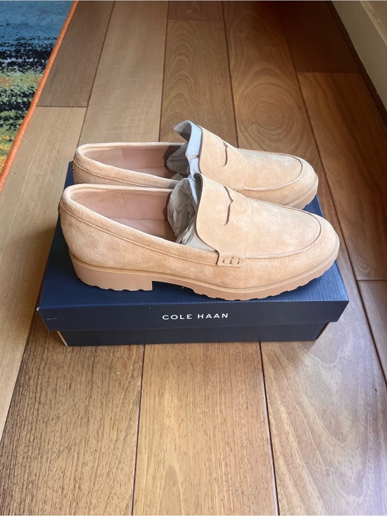 Cole Haan Shoes - NIB Cole Haan Women's Gwendolyn Penny Loafers Tuscan Sand Suede Size 8 W33065